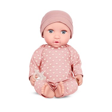 BABI by Battat  14inch Newborn Baby Girl Doll Soft Body  MediumLight Skin Tone Gray Eyes  Removable Heart Polka Dot Onesie Pajama  Toys for Kids Ages 3 BAB7209Z