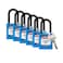 Brady Safety Lockout Padlock Sets  6 Pack  Blue  Keyed Alike Safety Lockout Padlocks  1 Key Per Lock  SDPLBLU38PLKA6