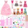 Miunana Lot 69 pcs for 115 inch Girl Doll Clothes Set Red Wardrobe with Clothes and Accessories Include Trunk Clothes Crown Necklace Shoes Hanger Bags and Other Accessories Not Include The Doll