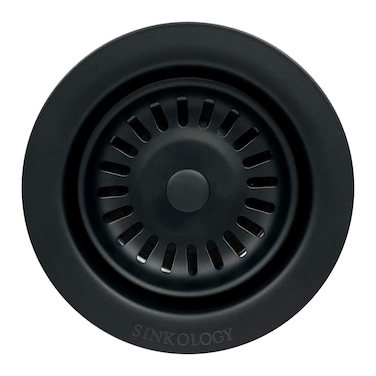SinkSense 35 Disposal Flange Drain with Stopper Matte Black