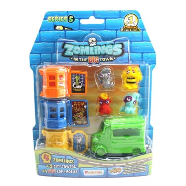 Magic Box Int Zomlings in The Big Town Blister Pack Series 5 4 Zomlings 3 City Towers and Zom Mobile Ice Cream Van