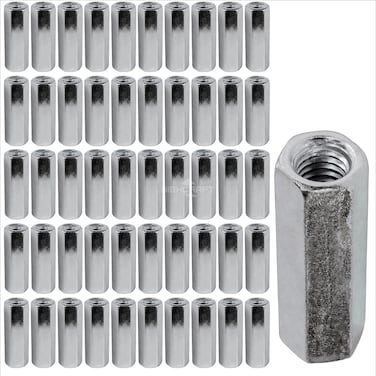 Highcraft DSPA34 Rod Coupling Nuts 12Inch Diameter by 112Inch Length Zinc Plated 50 Pack