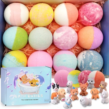 35 oz XL Bath Bombs for Kids with Puppy Toys Inside Kids Bath Bombs Organic Bubble Bath Fizzies Colorful Bomb 12 Pcs Set BirthdayChristmas Surprise Gift for Girls  Boys