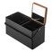 Yamazaki Home Tower Large Makeup Organizer Cosmetic Caddy with Handle Vanity Storage Drawer with Lid  Steel  Wood  Black