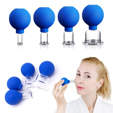 4 PCS Glass Facial Cupping Set  Silicone Vacuum Suction  Cupping Massage Therapy  A Kit for Anti Cellulite Anti Wrinkle and Instantly Ageless Skin  for Eyes Face and Body