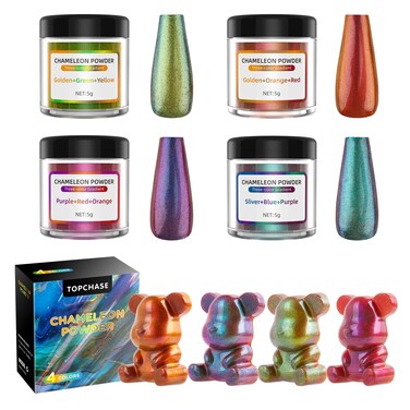 Chameleon Powder  4 Colors Shift Mica Powder for Epoxy Resin Pearl Pigment Powder for Painting Soap Making Bath Bombs Candle Making Cosmetics Nail PolishSlime