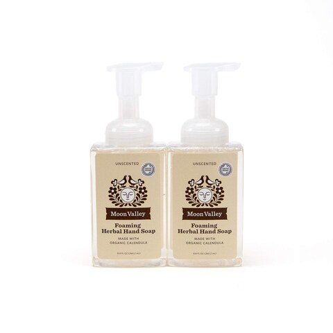 Moon Valley Herbal Foaming Hand Soap Unscented Two Pack Vegan Recyclable Bottle