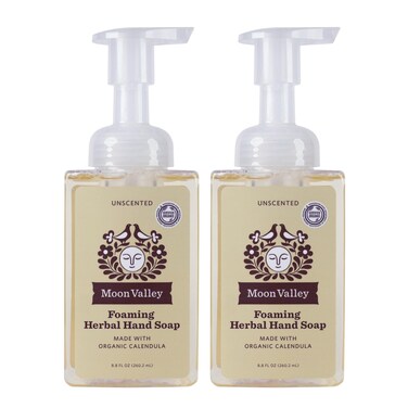 Moon Valley Herbal Foaming Hand Soap Unscented Two Pack Vegan Recyclable Bottle
