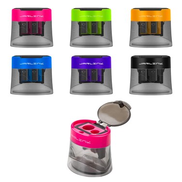 JARLINK 6 Pack Manual Pencil Sharpener Dual Holes Compact Sharpener with Lid for No2ColoredArt Pencils Portable in School Office Home