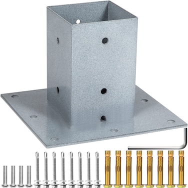 VEVOR 4 x 4 Post Base Inner Size 39x39 Deck Post Base Heavy Duty Thick Steel PowderCoated Wood Fence Post Brackets Post Anchor for Mailbox Post Deck Supports Porch Railing Post Holders