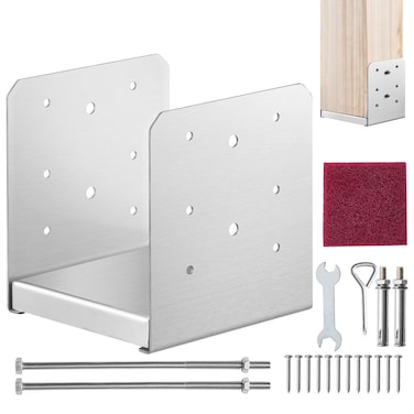 VEVOR Standoff Post Base Inner Size 571 x 52 Use for 6 x 6 316 Stainless Steel Adjustable Post Base Post Anchor with Fiber Drawing Surface and Full Set of Accessories for Rough Size Lumber