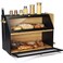 HOMEKOKO Double Oversized Bread Box Twolayer Extra Large Bread Box for Kitchen Counter Wooden Large Capacity Bread Storage Bin with Cutting Board Black