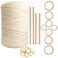 Macrame Cord Kits100 Natural 4 Strand Twisted Soft Cotton Macrame Rope with Wooden Beads Sticks Rings for Wall HangingPlant HangersCraftsKnittingDecorative Projects 3mm x 220yards