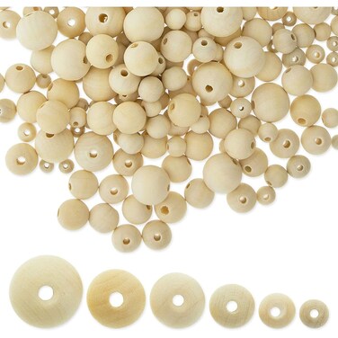 Bright Creations Round Wooden Beads for Crafts and Jewelry Making 6 Sizes 700 Pieces