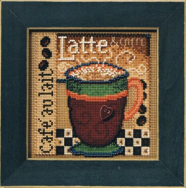 Latte Beaded Counted Cross Stitch Kit Mill Hill 2008 Buttons Beads Autumn MH148205