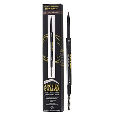 Arches  Halos Micro Defining Brow Pencil  Fuller and More Defined Brows  LongLasting Smudge Proof Rich Color  Dual Ended Pencil with Brush  Vegan and Cruelty Free  Neutral Brown  0003 oz
