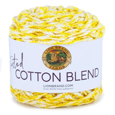 Lion Brand Yarn Twisted Cotton Blend Yarn YellowEcru