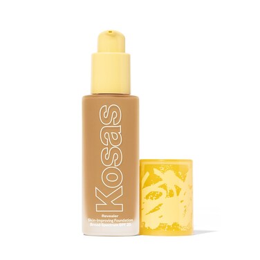 Kosas Revealer SkinImproving Foundation with SPF 25 Protection  Hydrate Brighten Soothe Plump Protect Skin  Smoothing Texture Natural Finish and Clean Formula  Medium Tan Neutral Olive 260