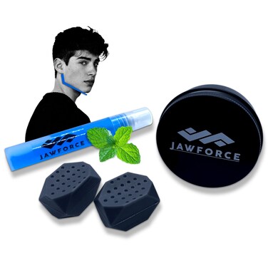 JawForce Jaw Exerciser for Men  Women Small Size Jawline Exerciser with Breath Freshener  Define your Jawline and Neck  Black Advanced Level