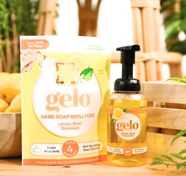 Gelo Refill Plant Based Essential Oil Hand Liquid Soap 10 oz Choose From Bottle Refill Pods or Both Lemon Basil  Geranium Bottle  Pods