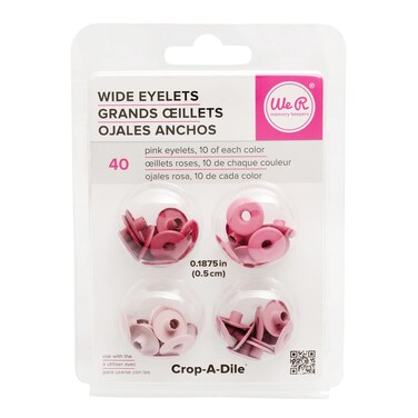 We R Memory Keepers 0633356415923 Eyelets  Washers CropADileWidePink 40 Pieces