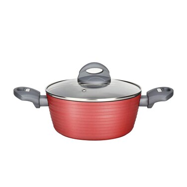 NutriChef Dutch Oven Pot with Lid  NonStick Stylish Kitchen Cookware with Dark Gray Inside and Red Outside 34 Quart Works with Model NCCW12RED