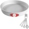 Fat Daddios Round Cake Pan 12 x 2 Inch Silver with a Lumintrail Measuring Spoon Set