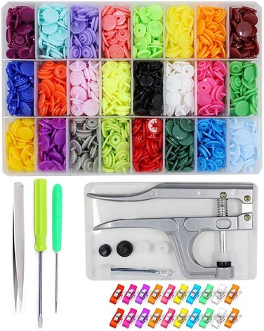 384 Sets Snaps and Snap Pliers Set BetterJonny T5 Plastic Snaps Buttons Fastener with 20pcs Sewing Clips Organizer Storage Containers for Clothing Crafting Sewing 24 Colors