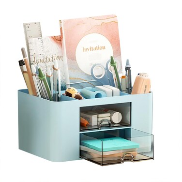 XDRELEC Pen Holder Office Desk Organizers and AccessoriesMultiFunctional Pencil Cup Pencil Holder for Desk Pen OrganizerDesktop Stationary OrganizerOffice Organization and Storage blue