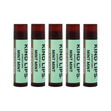 Kind Lips Lip Balm  Nourishing  Moisturizing Lip Care for Dry Lips Made from Shea Butter Beeswax with  Vitamin E  Mint Mint  015 Ounce Pack of 5
