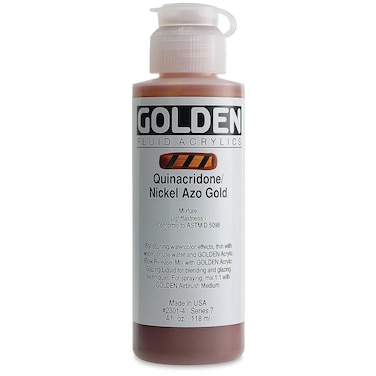 Golden Artist Colors 4 Oz Fluid Acrylic Color Paint Color Quinacridone  Nickel Azo Gold
