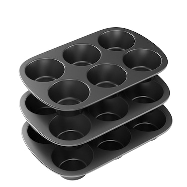 3 Pack Nonstick Muffin Pan Carbon Steel Cupcake Pan Easy to Clean and Perfect for Making Muffins or Cupcakes 6 Cup Jumbo
