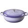 EDGING CASTING Enameled Cast Iron Dutch Oven Shallow Casserole Braiser with Dual Handle 38QT Purple