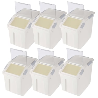 Flour Storage Container 25 lb 25 Liters with Wheels Seal Locking Lid PP Pack6