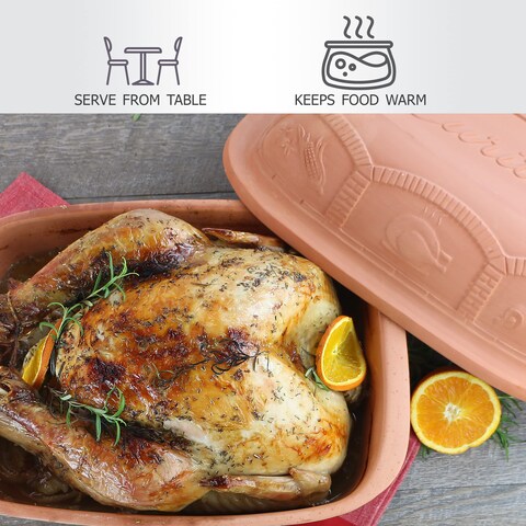 Eurita Clay Roaster 72 Quart NonStick Earthenware ToxinFree Healthy Clay Pot Cooking Versatile Cooking Dutch Oven Digital Recipe and Instructions Included