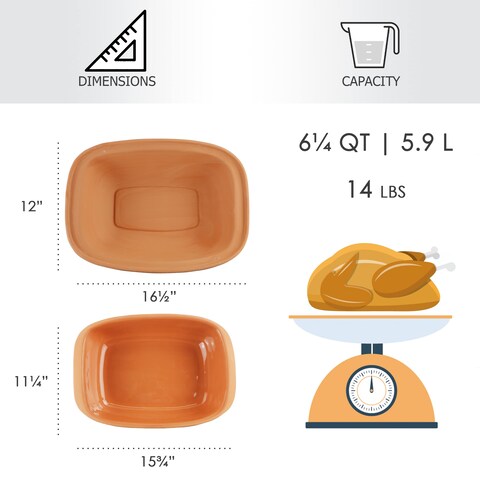 Eurita Clay Roaster 72 Quart NonStick Earthenware ToxinFree Healthy Clay Pot Cooking Versatile Cooking Dutch Oven Digital Recipe and Instructions Included