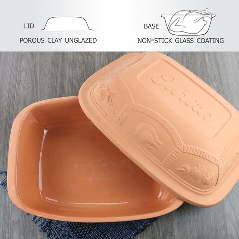 Eurita Clay Roaster 72 Quart NonStick Earthenware ToxinFree Healthy Clay Pot Cooking Versatile Cooking Dutch Oven Digital Recipe and Instructions Included
