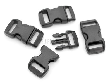 CRAFTMEMORE 38 Inch Quick Side Release Buckle Plastic Tiny Locks for Bags Belts Paracord Bracelets 25 Pack JL28 Black