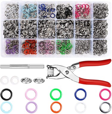 300 Sets Snap Button Snap Fastener kit Snaps 95mm Metal Snaps Buttons with Fastener Pliers Press Tool Kit Perfect for DIY Crafts Clothes Hats and Sewing10 Colors