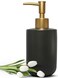 Liquid Soap Dispenser for Bathroom with Gold PumpDish Soap Dispenser for KitchenRefillable Countertop Lotion Ceramics Black Hand Soap Dispenser for Shower 420mlCylindrical Black Bottle