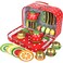 Tea Set for Little Girls Pretend Play Tea Party Set Fruit Design Kids Tin Tea Set with Carrying Case 15 Pcs