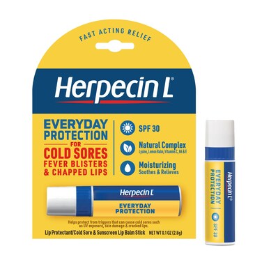 Herpecin L Lip Balm Stick 30 SPF 01 Ounce Tube Cold Sore Sun  Fever Blisters and Chapped Lips Relief Lip Balm with SPF30 and Lysine