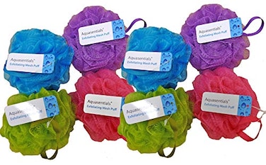 Aquasentials Mesh Pouf Bath Sponge 8 Pack