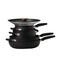 Meyer 6pc Stackable Set with Universal Lids  Hard Anodized Non Stick and Stainless Steel Pots and Pans  Induction Compatible  Dishwasher Safe  Oven Safe  Matte Black  Accent Series Cookware