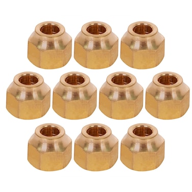 Highcraft G41GT1410 Forged Brass Short Nut for Flare Pipe Fittings 14 OD Connection Pack of 10