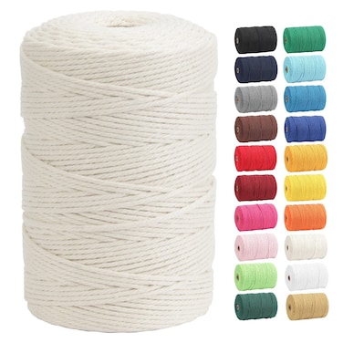 Macrame Cord DAOFARY 100 Natural Cotton Rope 3mm x 328 Yards 4 Strand Twisted Macrame Rope Cotton Twine String for DIY Crafts Knitting Dream Catcher Plant Hanger Wedding Decor