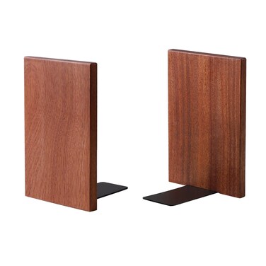 muso wood Sapele Bookends 71x47 Wooden Book End for Shelves Office Desk Book Stand 1 Pair