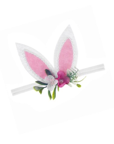 Easter Flower Headband Bunny Ear Baby Girl Easter Rabbit Ear Flower Hair Band JHE43 GoldB