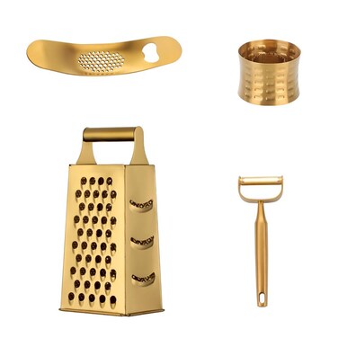 MINGYU Professional Kitchen Accessories 4pcs  Gold Box Grater 4 Sides Garlic Press Stainless Steel Potato  Apple Peeler Stainless Steel Corn Peeler Best For Vegetables  Fruits