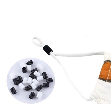 Cord Stops Cord Locks Silicone Toggles for Drawstrings Elastic Rope Plastic Cord Adjuster Elastic Adjustment Buckle White and Black 300PCS